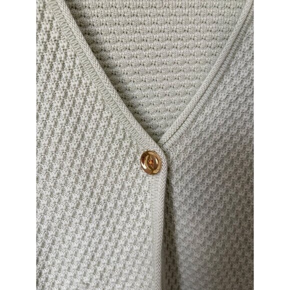 St. John Wool Knit Bell-Sleeve Open-Front Pockets Cardigan Sweater Pastel Green - Picture 7 of 14